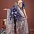 Navy blue banarasi silk blend floral woven saree