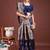 Navy blue banarasi silk blend floral woven saree