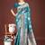 Turquoise banarasi silk blend floral woven saree