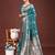 Turquoise banarasi silk blend floral woven saree
