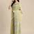 l light green cotton blend saree with zari border & striped pallu