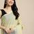 l light green cotton blend saree with zari border & striped pallu