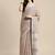 beige cotton blend saree with zari border & striped pallu