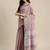 mauve cotton blend saree with zari border & striped pallu