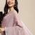 mauve cotton blend saree with zari border & striped pallu