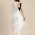 white cotton blend saree with zari border & striped pallu