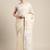 cream cotton blend saree with zari border & striped pallu