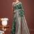 Dark green banarasi silk blend saree with silver zari buta work