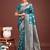 Sea green banarasi silk blend saree with silver zari buta work