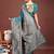 Sea green banarasi silk blend saree with silver zari buta work