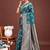 Sea green banarasi silk blend saree with silver zari buta work