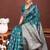 Sea green banarasi silk blend saree with silver zari buta work