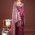 Wine banarasi silk blend saree with silver zari buta work