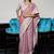 Mauve linen blend saree with zari border
