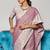 Mauve linen blend saree with zari border