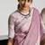 Mauve linen blend saree with zari border