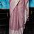 Mauve linen blend saree with zari border