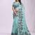 sea green cotton blend floral printed saree
