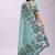 sea green cotton blend floral printed saree