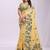 yellow cotton blend floral printed saree