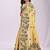 yellow cotton blend floral printed saree
