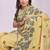 yellow cotton blend floral printed saree