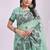 light green cotton blend floral printed saree