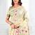 off white cotton blend floral printed saree