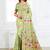 light green cotton blend floral printed saree