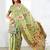 light green cotton blend floral printed saree