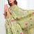 light green cotton blend floral printed saree