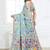 sky blue cotton blend floral printed saree