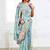 sky blue cotton blend floral printed saree