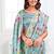 sky blue cotton blend floral printed saree