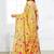 yellow cotton blend floral printed saree