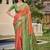 Orange silk blend saree with contrast woven zari border