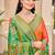 Orange silk blend saree with contrast woven zari border