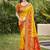 Yellow silk blend saree with contrast woven zari border