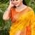 Yellow silk blend saree with contrast woven zari border