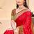 Red silk blend saree with contrast woven zari border