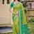 Light green silk blend saree with contrast woven zari border