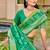 Light green silk blend saree with contrast woven zari border
