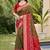 Brown silk blend saree with contrast woven zari border