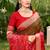Brown silk blend saree with contrast woven zari border