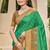 Sea green silk blend saree with contrast woven zari border