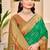 Sea green silk blend saree with contrast woven zari border