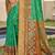 Sea green silk blend saree with contrast woven zari border
