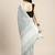 Grey handloom linen saree with floral woven border