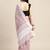 Onion pink handloom linen saree with floral woven border