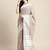 Beige handloom linen saree with floral woven border